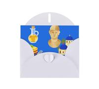 Greek Culture Symbols Greeting Card With Envelope, Birthday Card, Christmas Card, Invitation Card, 3 Colors