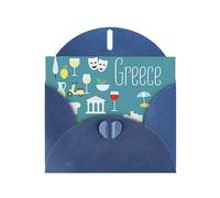 Greek Culture Symbols Greeting Card With Envelope, Birthday Card, Christmas Card, Invitation Card, 3 Colors