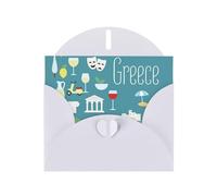 Greek Culture Symbols Greeting Card With Envelope, Birthday Card, Christmas Card, Invitation Card, 3 Colors