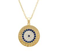 Greek Evil Eye Disc Pendant Necklace Gold Latelita Blue One Size