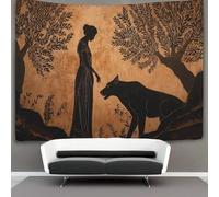Greek Figure Painting Tapestry,The Story of The Lion And The Wolf Art Wall Hanging Decoration for Living Room Bedroom & Dorm 130cmx150cm