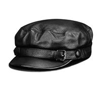 Greek Fisherman Sailor Cap Fiddler Cap Newsboy Hat Women Men Leather Visor Beret Cap Paperboy Gatsby Hat Black