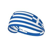 Greek Flag Elastic Sports Headband for Running, Cycling Yoga, Sweat-Absorbing Breathable Head Wrap, Fits Most Men Women
