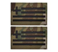 Greek Flag Infrared Reflective Patch, Nylon Fabric Military Tactical Morale Badge, for Helmet Uniform Vest Pack of 2 - Camouflage