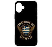Greek Flag Motto Freedom Or Death Greece Case for iPhone 16 Plus