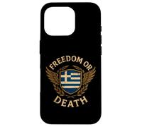 Greek Flag Motto Freedom Or Death Greece Case for iPhone 16 Pro