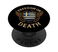 Greek Flag Motto Freedom Or Death Greece PopSockets Adhesive PopGrip
