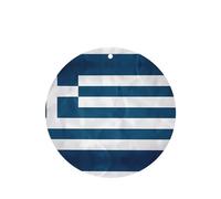 Greek Flag Pattern Car Air Fresheners 4 Pcs Round Shape Hanging Aromatherapy Tablets Scented Fresheners For Bedroom Bathroom