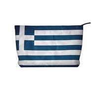Greek Flag Pattern Large Capacity Corduroy Cosmetic Bag, Fashionable Waterproof toiletries Storage Bag