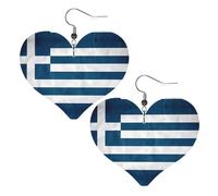 greek flag picture Heart earrings Pendant 2 pieces Stylish and beautiful Lightweight Dangle for Women Girls