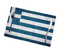 Greek Flag Placemats Set Of 6 Home Dining Gifts Non-Slip Table Mats Heat Resistant Table Placemats 45x30 Cm
