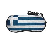 Greek Flag Portable Zipper Eyeglasses Case, Sunglasses Case Box Protector For Men & Women Or Children