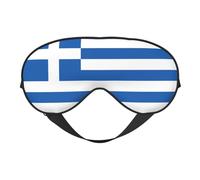 Greek Flag Print Eye Mask – Comfortable Sleep Aid, Elastic Nighttime Shade, Light-Proof Blindfolds for Plane, Travel