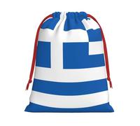 Greek flag Print Holiday Drawstring Bag, Treat Pouch Wrap,Reusable Event Favor,Daily Storage Bag S