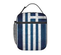 Greek Flag Print Portable Lunch Tote Reusable Meal Bag Keep Food Fresh School Work Travel Picnic
