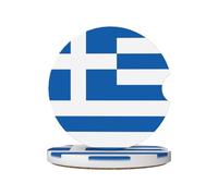 Greek flag Prints Ceramic car coasters (2-pack) absorb moisture, are non-slip and easy to clean for cars, trucks, and boats.