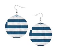 greek flag Prints Leather round earrings Pendant Stylish and beautiful Lightweight Dangle for Women Girls