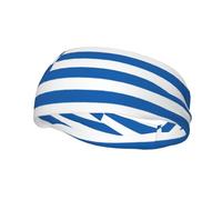 Greek Flag Sweat Headbands for Women & Men - Unique Customized Patterns, Non-Slip Wide Headband for Running, Gym, Yoga, and More - Stylish Hair Accessories
