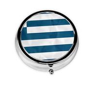 Greek Flag This Small, Round Pill Box is a Portable Travel Medicine Organizer with Three compartments for Storing Daily medications.