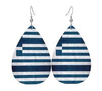 gr lag Women's Teardrop Leather Earrings, Hook 925 Silver Plated, Holiday Accessories