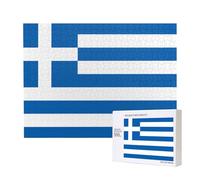 Greek flag Wooden Picture Puzzle 500 Pieces - Horizontal Jigsaw, Family Leisure and Brain Challenge
