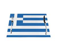 Greek Flag Woven Placemat 12x18 Inch - Non-Slip, 4 PCS Durable for Home and Kitchen Decor