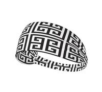 Greek Geometry Black And White Key Hairband, Unisex Elastic Headband, Moisture Wicking Headband For Sports, Running, Yoga.