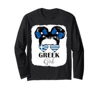Greek Girl Greece Flag Roots Pride Heritage Long Sleeve T-Shirt