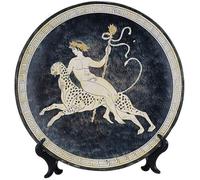 Greek God Dionysus Riding Panther Painting Bacchus Ancient Greece Ceramic Plate