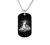 Greek God Dog Tag Necklace Stainless Steel Plated Pendant Memorial Jewelry Gift for Men Women
