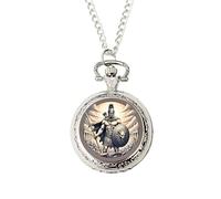 Greek God Pocket Watch - Greek Gods Collection - Silver Quartz Pocket Watch with Chain - 'Ares' God of War Mythology Gift - Resin Dome Artwork - Ancient Greece Warrior Design Jewellery
