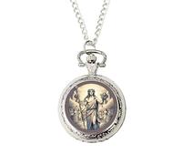 Greek God Pocket Watch - Greek Gods Collection - Silver Quartz Watch with Chain - God of Wine, Theatre & Festivity Mythology Gift - Resin Dome Artwork - Ancient Greece Inspired Jewellery
