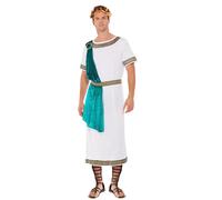 Smiffys Deluxe Roman Empire Emperor Toga Costume, White All In One, Belt & Headband, Legends & Myths Fancy Dress, Ancient Greek Dress Up Costumes