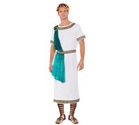 Smiffys Deluxe Roman Empire Emperor Toga Costume, White All In One, Belt & Headband, Legends & Myths Fancy Dress, Ancient Greek Dress Up Costumes