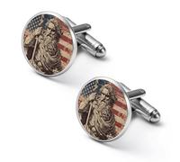 Greek God Zeus U.S. Flag Vintage Men’s Metal Cufflinks Classic Cufflink Jewelry Gift for Studs Tuxedo Shirts Business Wedding