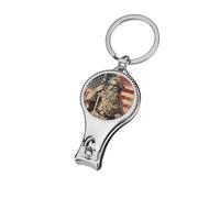 Gr od Zeus U.S. Flag Vintage Portable Metal Nail Clipper with Keychain Sharp Fingernail Clippers for Men Women