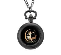 Greek Goddess Artemis Classic Quartz Pocket Watch Vintage Men's Pocketwatch with Chain Christmas Gifts for Father Husband Boyfriend