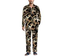 Greek Goddess Artemis Men's Pajama Sets Elastic Waistband Sleepwear Set Collar Long Sleeve Loungewear with Pockets 2XL