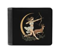 Greek Goddess Artemis Men's Wallets Minimalist Bifold Wallet Leather Card Cases Casual Coin Purse