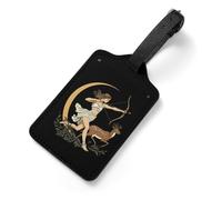 Gr oddess Artemis PU Leather Luggage Tags Privacy Cover ID Label Personalized Suitcase Tag for Travel Backpack 7x12cm