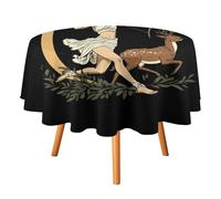 Greek Goddess Artemis Round Tablecloth Washable Circle Table Cloth Cover for Dining Kitchen Party Farmhouse 36x36in