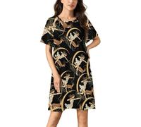 Greek Goddess Artemis Women's Nightgowns & Sleepshirts Short Sleeve Lounge Night Dress Crewneck Sleepwear 3XL