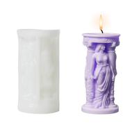 Greek Goddess Athena Candle Moulds, 3D Roman Column Mould Pillar Silicone Moulds Epoxy Resin Casting Mold for Soap Aromatherapy Candle Making DIY Crafts (Clear C)