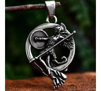 Greek Goddess Athena Pendant Necklace For Men Women Stainless Steel Chain 24"