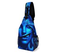 Gr oddess Snake Qu-Een Medusa Art Blue Unisex Daypack Multiple Pockets Crossbody Backpack Anti Theft Sling Bag For Camping Travel Business