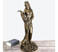 Greek Goddess Statue - Cold Cast Resin Bronze Finish Fortuna Sculpture, Grace Figurine Decorative Symbol for Home, Shelf, and Table Interior (S)