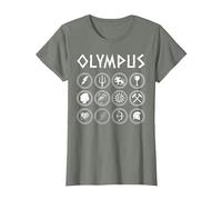 Greek Gods and Goddesses of Greek Mythology T-Shirt, Women, Olive Heather, Medium