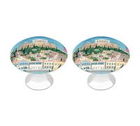 Greek Greece Picture Funny Cabinet Knobs 2 Pack Round Drawer Dresser Pulls Door Handles Knobs for Door Wardrobe