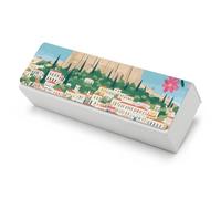Greek Greece Picture Funny Glasses Case Hard Shell Eyeglasses Case Protector with Cleaning Cloth for Women Men