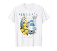 Greek Island Lemon Olive Branch Art Travel Souvenir T-Shirt